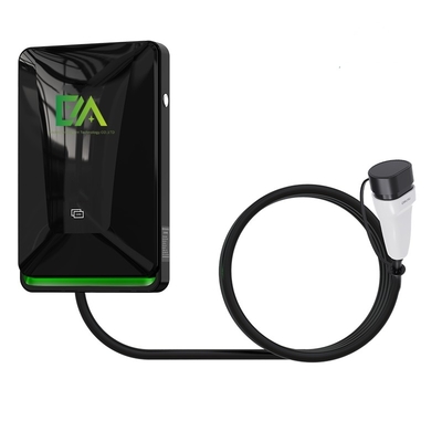 32A สถานีชาร์จแบบเคลื่อนไหวแบบติดผนังแบบสีดํา 22KW ชาร์จรถไฟฟ้าที่ใช้ในบ้าน