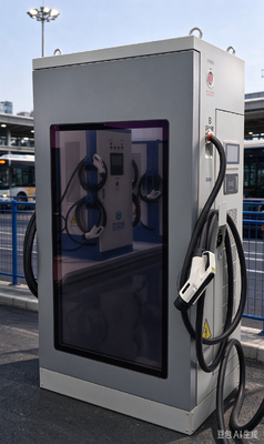 60kW ซีรีส์จอโฆษณา ปืนคู่ DC EV Charger จอ LCD 55 นิ้ว ระบบสัมผัส 10 นิ้ว OCPP1.6J IP54