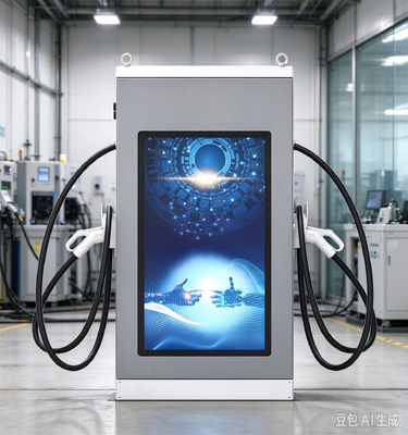 120kW ชุดจอโฆษณา ปืนคู่ DC EV Charger หน้าจอ LCD 55 นิ้ว ระบบสัมผัส 10 นิ้ว ปืนคู่ที่สมดุล OCPP1.6J