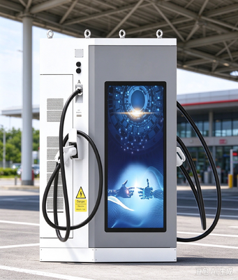 เครื่องชาร์จ EV DC 80kW หน้าจอ LCD 55 นิ้ว จอแสดงผลคู่ CCS1 CCS2 CHAdeMO GB/T สำหรับที่จอดรถสาธารณะ