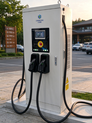 240kW เครื่องชาร์จ EV DC แบบปืนคู่พร้อมขั้วต่อ CCS1 CCS2 CHAdeMO GB/T, สถานีชาร์จเร็ว DC เชิงพาณิชย์สำหรับไซต์ที่มีการจราจรหนาแน่น