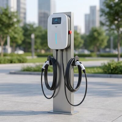 44kW Dual Gun AC EV Charger Floor Standing 2x32A VIN RFID QR Start Fleet Highway Service Area IP65